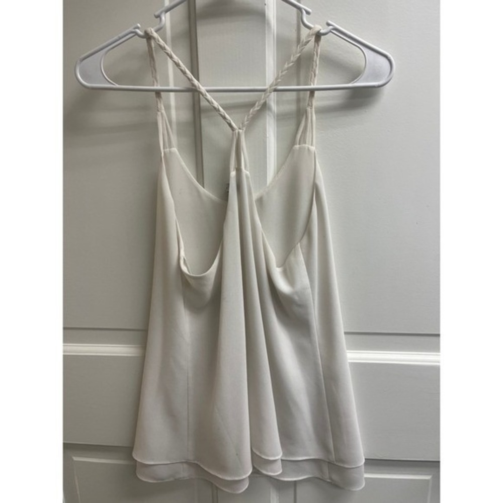 Naked Zebra White Braided T-Back Double Layer Chiffon Camisole Tank Top Small - Picture 6 of 11